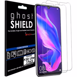 TECHGEAR [Pack of 3] Screen Protectors fit Huawei P30 Lite [ghostSHIELD Edition] Genuine Reinforced TPU film Screen Protector ...