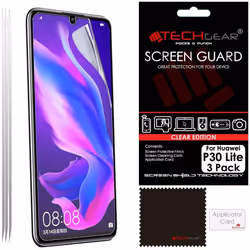 [3 Pack] TECHGEAR Screen Protectors fits Huawei P30 Lite, CLEAR LCD Film Screen Protectors Cover Guards Compatible with Huawe ...
