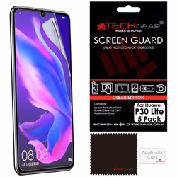 TECHGEAR [5 Pack] Screen Protectors fits Huawei P30 Lite, CLEAR LCD Film Screen Protectors Cover Guards Compatible with Huawe ...