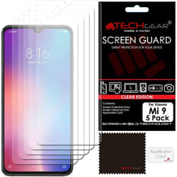[5 Pack] TECHGEAR Screen Protectors for Xiaomi Mi 9, Ultra CLEAR Film Screen Protectors Cover Guards