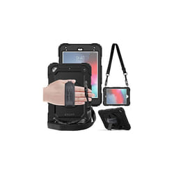 TECHGEAR UTILITY Case for Apple iPad Mini 5 / iPad Mini 4 - HEAVY DUTY Shockproof Protect Case 360 Degree Rotating Stand, Hand and Shoulde - ALL BLACK