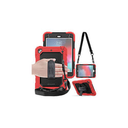 TECHGEAR UTILITY Case for Apple iPad Mini 5 / iPad Mini 4 - HEAVY DUTY Shockproof Protect Case 360 Degree Rotating Stand, Hand and Shoulder Stra - RED