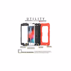 TECHGEAR UTILITY Case for Apple iPad Mini 5 / iPad Mini 4 - HEAVY DUTY Shockproof Protect Case 360 Degree Rotating Stand, Hand and Shoulder Stra - RED
