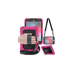 TECHGEAR UTILITY Case for Apple iPad Mini 5 / iPad Mini 4 - HEAVY DUTY Shockproof Protect Case 360 Degree Rotating Stand, Hand and Shoulder Str - PINK