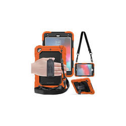 TECHGEAR UTILITY Case for Apple iPad Mini 5 / iPad Mini 4 - HEAVY DUTY Shockproof Protect Case 360 Degree Rotating Stand, Hand and Shoulder S - ORANGE