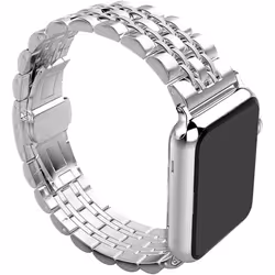 TECHGEAR Watch Band Compatible with Apple Watch Series 8 7 6 5 4 3 2 1 SE Steel Link Bracelet Watch Strap Band with Butterfly Me - Silver, 40mm / 38mm