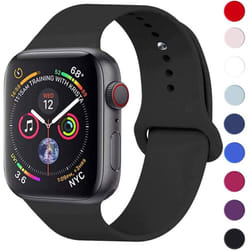 TECHGEAR Watch Band Compatible with Apple Watch 40mm / 38mm Soft Silicone Classic Sport Replacement Watch Band for Series: 8 7 6 - Black, 40/38mm S/M