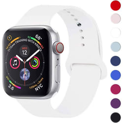 TECHGEAR Watch Band Compatible with Apple Watch 40mm / 38mm Soft Silicone Classic Sport Replacement Watch Band for Series: 8 7 6 - white, 40/38mm S/M