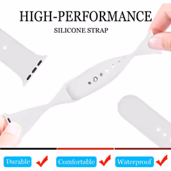 TECHGEAR Watch Band Compatible with Apple Watch 40mm / 38mm Soft Silicone Classic Sport Replacement Watch Band for Series: 8 7 6 - white, 40/38mm S/M