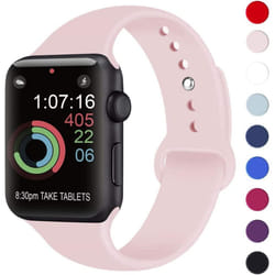 TECHGEAR Watch Band Compatible with Apple Watch 40mm / 38mm Soft Silicone Classic Sport Replacement Watch Band for Series: 8 7 6 5 - pink, 40/38mm S/M