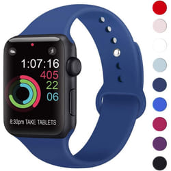 TECHGEAR Watch Band Compatible with Apple Watch 40mm / 38mm Soft Silicone Classic Sport Replacement Watch Band for Series: 8 7 6 5 - blue, 40/38mm S/M