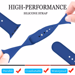 TECHGEAR Watch Band Compatible with Apple Watch 40mm / 38mm Soft Silicone Classic Sport Replacement Watch Band for Series: 8 7 6 5 - blue, 40/38mm S/M