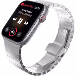 TECHGEAR Watch Band for Apple Watch 45mm / 44mm / 42mm Steel Link Bracelet Watch Strap with Butterfly Metal Clasp for Series 8 7 - Silver, 44mm / 42mm