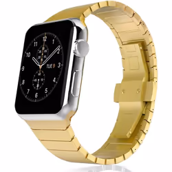 TECHGEAR Watch Band for Apple Watch 45mm / 44mm / 42mm Steel Link Bracelet Watch Strap with Butterfly Metal Clasp for Series  ...