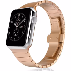 TECHGEAR Watch Band for Apple Watch 45mm / 44mm / 42mm Steel Link Bracelet Watch Strap with Butterfly Metal Clasp for Series  ...