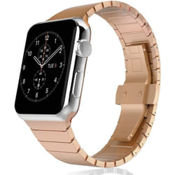 TECHGEAR Watch Band for Apple Watch 45mm / 44mm / 42mm Steel Link Bracelet Watch Strap with Butterfly Metal Clasp for Series 8 7 6 - pink, 44mm / 42mm