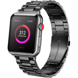 TECHGEAR Watch Band for Apple Watch 38mm / 40mm / 41mm Stainless Steel Link Bracelet Watch Strap Metal Clasp for Series 8 7 6 5 4 - Black, 44mm / 42mm