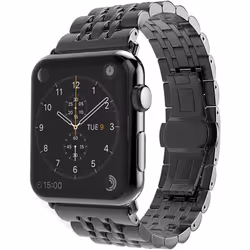 TECHGEAR Watch Band for Apple Watch Series 8 7 6 5 4 3 2 1 SE Steel Link Bracelet Watch Strap Band with Butterfly Metal Clasp ...