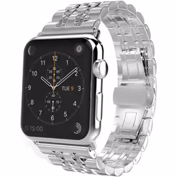 TECHGEAR Watch Band for Apple Watch Series 8 7 6 5 4 3 2 1 SE Steel Link Bracelet Watch Strap Band with Butterfly Metal Clasp ...