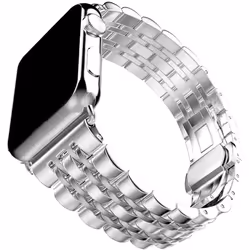 TECHGEAR Watch Band for Apple Watch Series 8 7 6 5 4 3 2 1 SE Steel Link Bracelet Watch Strap Band with Butterfly Metal Clasp fo - Silver, 44mm / 42mm