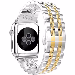 TECHGEAR Watch Band for Apple Watch Series 8 7 6 5 4 3 2 1 SE Steel Link Bracelet Watch Strap Band with Butterfly Metal Clasp ...