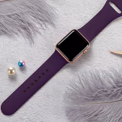 TECHGEAR Watch Band Compatible with Apple Watch 44mm / 42mm Soft Silicone Classic Sport Replacement Watch Band for Series 8 7 6 - purple, 44/42mm S/M