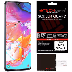 TECHGEAR [5 Pack] Screen Protectors Compatible with Samsung Galaxy A70, CLEAR LCD Screen Protectors Cover Guards