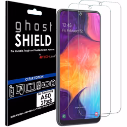 TECHGEAR [Pack of 3] Screen Protectors fit Samsung Galaxy A50 [ghostSHIELD Edition] Reinforced TPU film Screen Protector Guar ...
