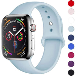 TECHGEAR Watch Band Compatible with Apple Watch 44mm / 42mm Soft Silicone Classic Sport Replacement Watch Band for Series 8 - Light Blue, 44/42mm M/L