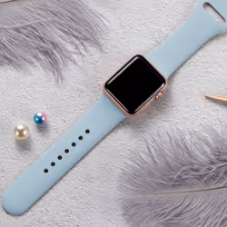 TECHGEAR Watch Band Compatible with Apple Watch 44mm / 42mm Soft Silicone Classic Sport Replacement Watch Band for Series 8 - Light Blue, 44/42mm M/L