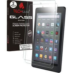 TECHGEAR 2 Pack GLASS Edition fits Previous Amazon Fire 7" Tablet (2019 Release / 9th Generation) - Genuine Tempered Glass Screen Protector Cover