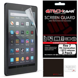 TECHGEAR [3 Pack] Screen Protectors for Previous Amazon Fire 7" & Fire Kids Edition 7" (9th Gen / 2019 Release) - Clear Lcd Screen Protectors