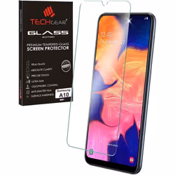 TECHGEAR GLASS Edition Compatible with Samsung Galaxy A10, Tempered Glass Screen Protector Cover [9H Hardness] [No-Bubble]