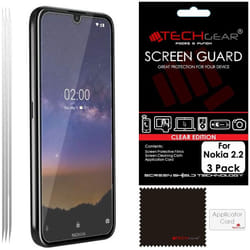 [3 Pack] TECHGEAR Screen Protectors for Nokia 2.2, CLEAR LCD Film Screen Protectors Cover Guards Compatible with Nokia 2.2