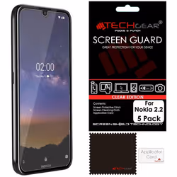 [5 Pack] TECHGEAR Screen Protectors for Nokia 2.2, CLEAR LCD Film Screen Protectors Cover Guards Compatible with Nokia 2.2