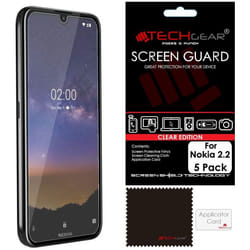 [5 Pack] TECHGEAR Screen Protectors for Nokia 2.2, CLEAR LCD Film Screen Protectors Cover Guards Compatible with Nokia 2.2