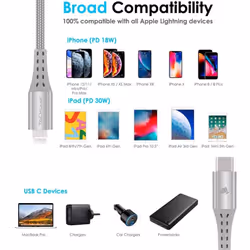TECHGEAR USB C to Lightning Cable [1M Apple MFi Certified] Strong Nylon Braided Lead for iPhone 12/11/Pro/Max/Mini/X/XS/XR/XS Max /8/Plus, iPad 10.2"