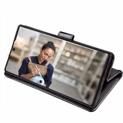 TECHGEAR Galaxy Note 10 Plus Leather Wallet Case, Flip Protective Case Cover with Card Slots, Kickstand and Wrist Strap - Black...
