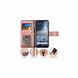 TECHGEAR Wallet Case fits Nokia 3.2 - Leather Wallet Flip Protective Case Cover with Card Slots, Kickstand and Wrist Strap - PU Leather Fl - Rose Gold
