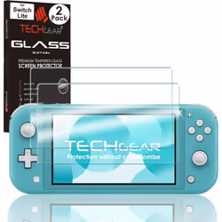 TECHGEAR 2 Pack Switch Lite GLASS Edition, Genuine Tempered Glass Screen Protector [9H Hardness] [No-Bubble] Compatible for N ...