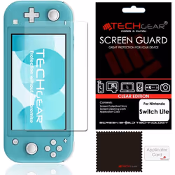 Switch Lite Screen Protectors [Pack of 3] TECHGEAR CLEAR Screen Protector with Cleaning Cloth & Applicator Card Compatible fo ...