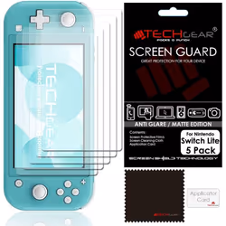 Switch Lite Anti-Glare Screen Protectors [Pack of 5] TECHGEAR MATTE LCD Screen Protector with Cleaning Cloth & Applicator Car ...