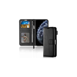 TECHGEAR Apple iPhone 11 Pro Max Leather Wallet Case - Protective Flip Cover with Card Slots, Kickstand and Wrist Strap, PU Leather - Black