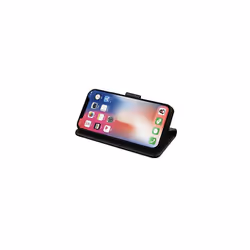 TECHGEAR Apple iPhone 11 Pro Max Leather Wallet Case - Protective Flip Cover with Card Slots, Kickstand and Wrist Strap, PU Leather - Black