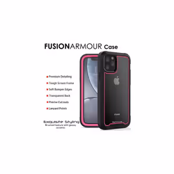 TECHGEAR iPhone 11 Pro Tough Case, [Fusion Armour] Premium Slim Hybrid Tough Rugged Protective Bumper Case Heavy Duty Protection with Screen Fr - Pink