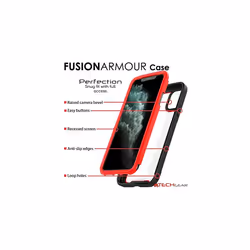 TECHGEAR iPhone 11 Pro Tough Case, [Fusion Armour] Premium Slim Hybrid Tough Rugged Protective Bumper Case Heavy Duty Protection with Screen Fra - Red