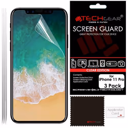 [Pack of 3] TECHGEAR Screen Protectors for iPhone 11 Pro 5.8" - CLEAR LCD Screen Protector with Cleaning Cloth & Application  ...