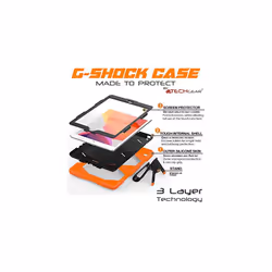TECHGEAR G-SHOCK for iPad 10.2" 2021 2020 2019 [9th/8th/7th Generation] HEAVY DUTY Survival Protective Case with Stand - Kids Schools Workman - ORANGE