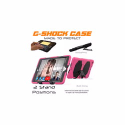 TECHGEAR G-SHOCK for iPad 10.2" 2021 2020 2019 [9th/8th/7th Generation] HEAVY DUTY Survival Protective Case with Stand - Kids Schools Workman C - PINK