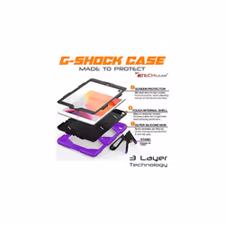 TECHGEAR G-SHOCK for iPad 10.2" 2021 2020 2019 [9th/8th/7th Generation] HEAVY DUTY Survival Protective Case with Stand - Kids Schools Workman - PURPLE
